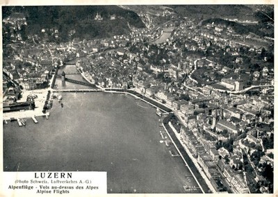 Luzern Alpine Flights Greetings Postcard 1931 Postcard