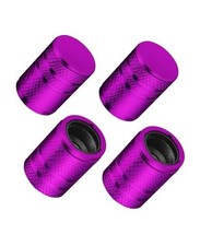 Tire Valve Stem Caps - 4 Pack Premium Metal Air Caps with Universal Purple