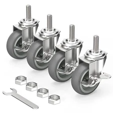  Caster Wheels 3 inch Locking Stem Casters, Stem Casters Swivel Casters Set of 