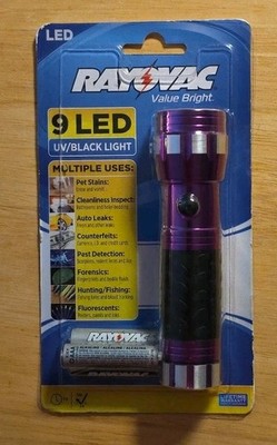 Rayovac 9 LED UV Ultraviolet Flashlight Blacklight Detector Pet Urine VBUV-B