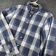 Abercrombie  Fitch Check Plaid Button-Down Shirt Mens M Blue Muscle Fit Poplin
