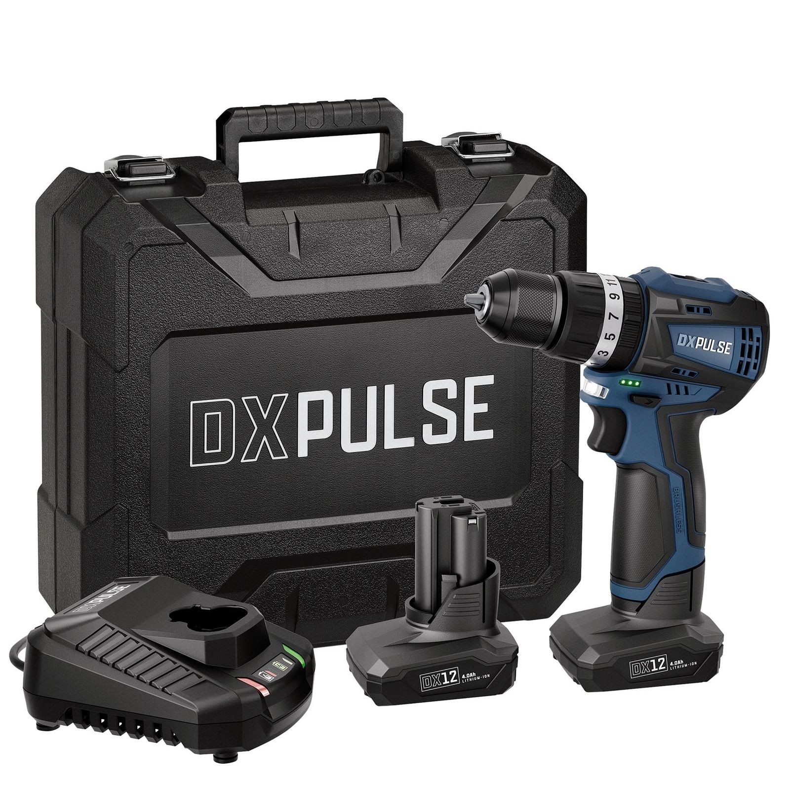 DXPULSE 27885 DXPULSE 12V Brushless Combi Drill Kit, 2 x 4.0Ah Batteries, 1 x Fa - Image 2