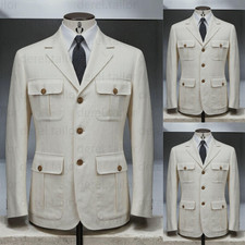 Formelle Männer Safari Jacken Multi Taschen Outdoor Vintage Jacken Jagd Mäntel