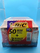 BIC Mini Classic Lighters -Assorted Colors, 50 plus 3 Bonus. Mini Size