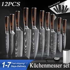 Kitchen Knife Set Japanese Damascus Pattern Stainless Steel Cleaver Chef Knife