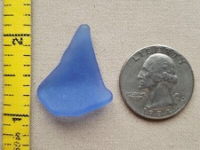 PURE BEACH SEA GLASS SURF TUMBLED CORNFLOWER LIGHT BLUE PENDANT CURVE SHAPE E02
