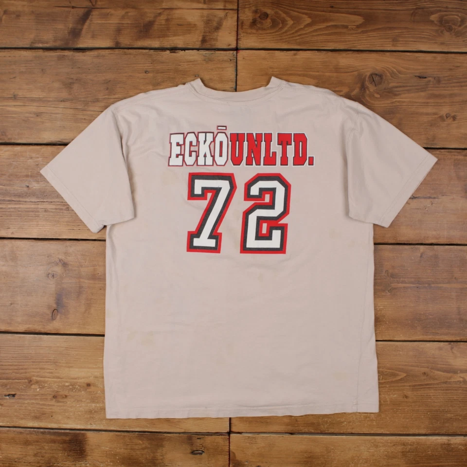 Camiseta Gráfica Vintage XL Peso Pesado Ecko Unltd Beige Camiseta Foto 2 de 4