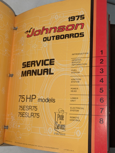Mappe 11 Johnson Außenborder Bootsmotor Service Reparaturanleitungen 1975 - Bild 16 von 21