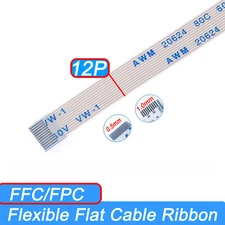 FFC Flexible Flat Cable Ribbon Forward/Reverse 12Pin Pitch 0.5mm/1.0mm AWM 20624