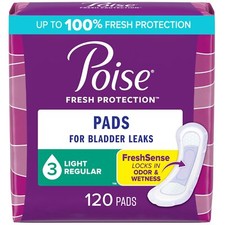 120 Count Poise Incontinence Pads  Postpartum Incontinence Pads, 3 Drop Light