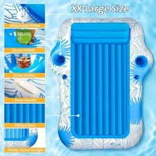 Inflatable Pool Float for Adults X-Large Beach Sun Tan Blow Up Pool Bed mat