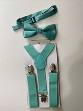 Mint Suspender and Bow Tie Set for Baby Toddler Kids Boys Girls USA Seller 