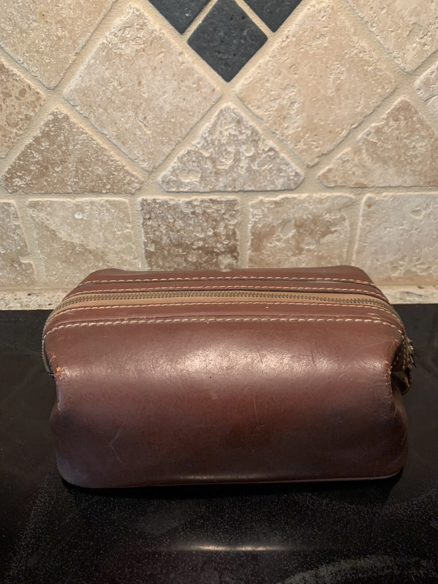 Brown leather toiletry clearance bag