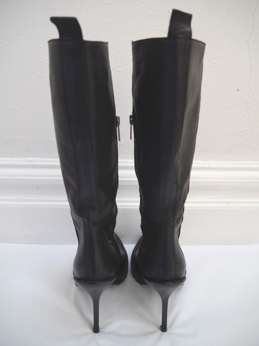 ANN DEMEULEMEESTER black leather heeled boots size 36 WORN ANN DEMEULEMEESTER black leather heeled boots size 36 WORN