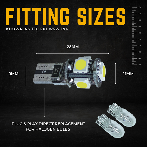 T10 501 Led Side Light Number Plate Interior W5w Canbus Xenon White Hid Bulbs - Picture 3 of 12