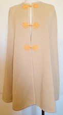 Vintage Handmade Tan Orange With Oriental Accent Cape Size S/M