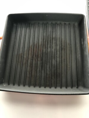 Mario Batali By Dansk Orange Enameled Cast Iron Grill Pan With