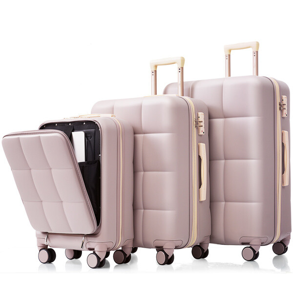3-Piece ABS Hard Shell Luggage Set with 20in USB Port and Front Opening-image