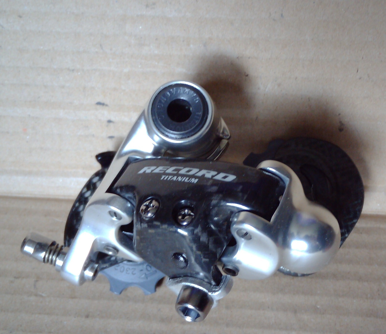 NOS NIB CAMPAGNOLO RECORD TITANIUM 10 SPEED REAR DERAILLEUR, SHORT CAGE