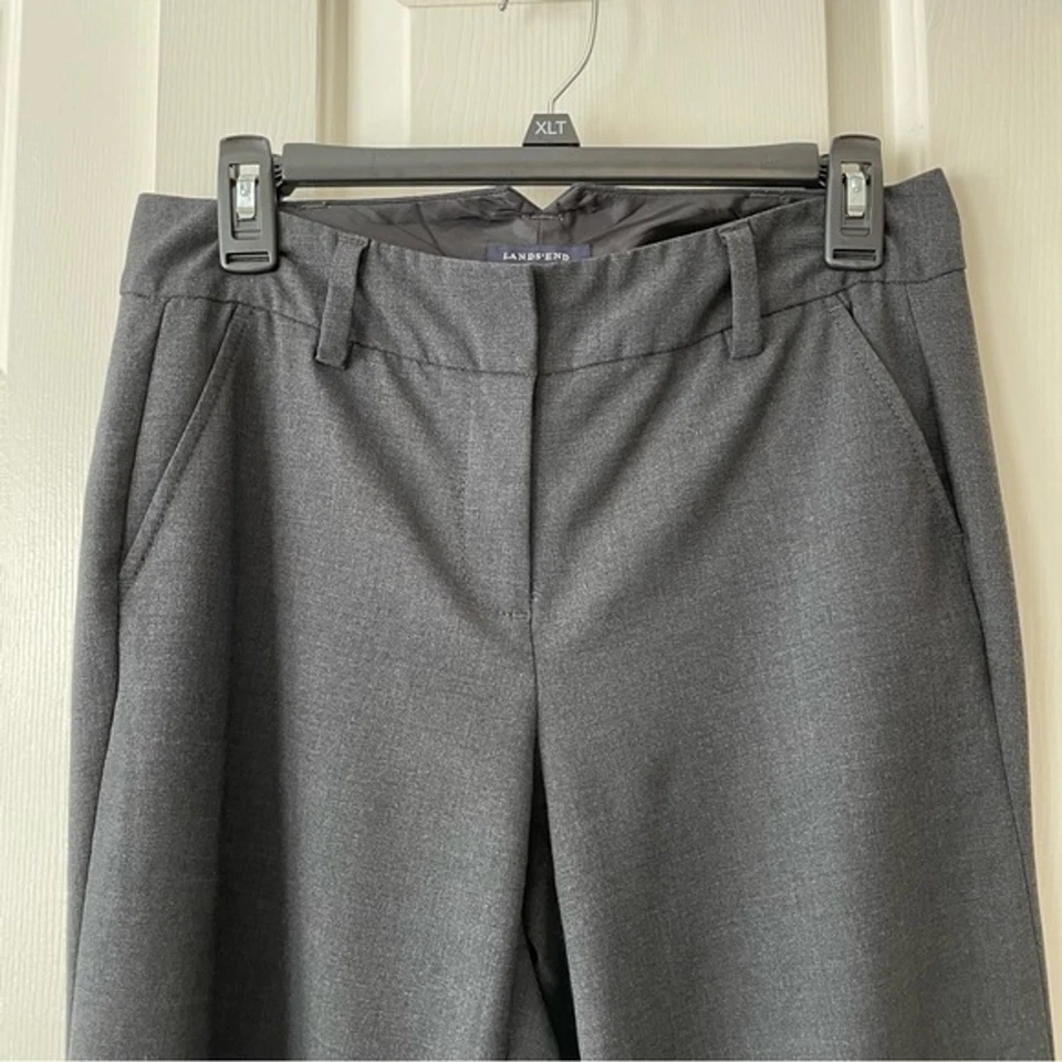 Pantalones de vestir para mujer Lands’ End gris carbón mezcla de lana tiro medio frente plano’ Foto 3 de 4