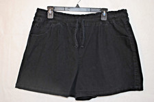 Time and Tru Chino Shorts Women's XL 16 18 Black Pull On Elastic Waist Pockets