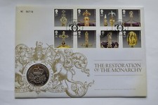 Royal Mint 2010 Restoration of the Monarchy  &pound;5 Five Pounds Coin Cover