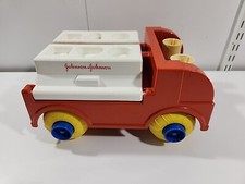 Vintage 1985 Johnson & Johnson Fire Truck Toy Complete Rare 12” x 8” x 6”