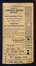 Clinchfield Railroad 1927 Ticket Chicago to Ft. Dodge, Iowa #23448 Scarce