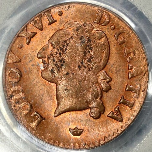 1789-M PCGS MS 63 France Louis XVI Liard Toulouse Mint R/B Coin (21082703C)