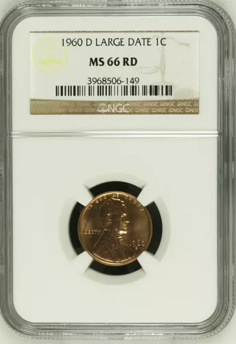1960-D  1C RD Large Date Lincoln Memorial One Cent  NGC MS66RD  3968506-149