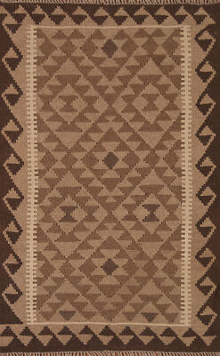 Geometric Reversible Kelim Kilim Rugs Flatweave Tribal Wool Carpet 3x5 ft