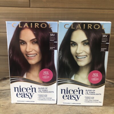 Lot of 2 Clairol Nice 'N Easy Permanent Hair Color 3RV Darkest Burgundy Violet