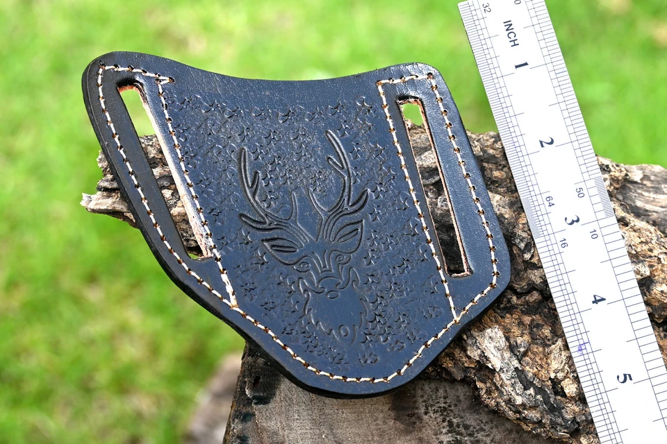 FUNDA HECHA A MANO PERSONALIZADA DE CUERO GENUINO GRABADO PARA CUCHILLO HOJA PLEGABLE 2748 Foto 3 de 4