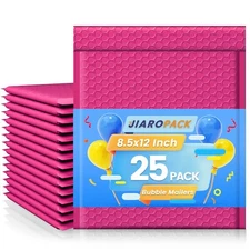 Poly Bubble Mailers Padded Envelopes Mailing Bags 8.5x12" 25Pc Hot Pink