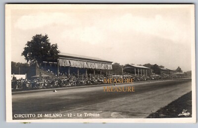C.1940 RPPC MILAN, ITALY CAR RACE CIRCUITO DI MILANO GRANDSTAND Postcard P63