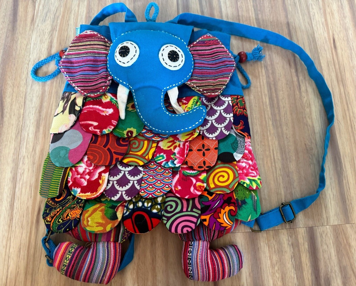 Small Elephant Backpack Multicolor Patchwork Cute Preschool  display picture 1