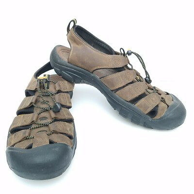 KEEN Newport Men’s Size 12 Brown Waterproof Hiking Sandals Toe Guard Bungee Lace Men main image 4