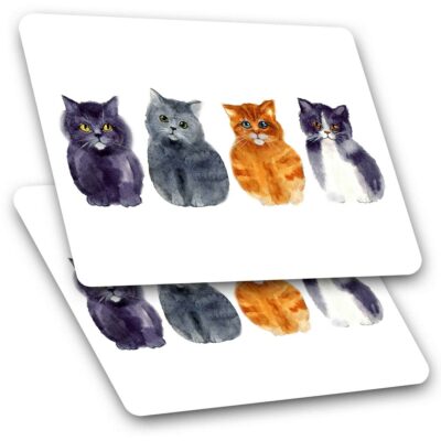 2 x Rectangle Stickers 10 cm - Cute Watercolour Kitten Cats Cat Art ...