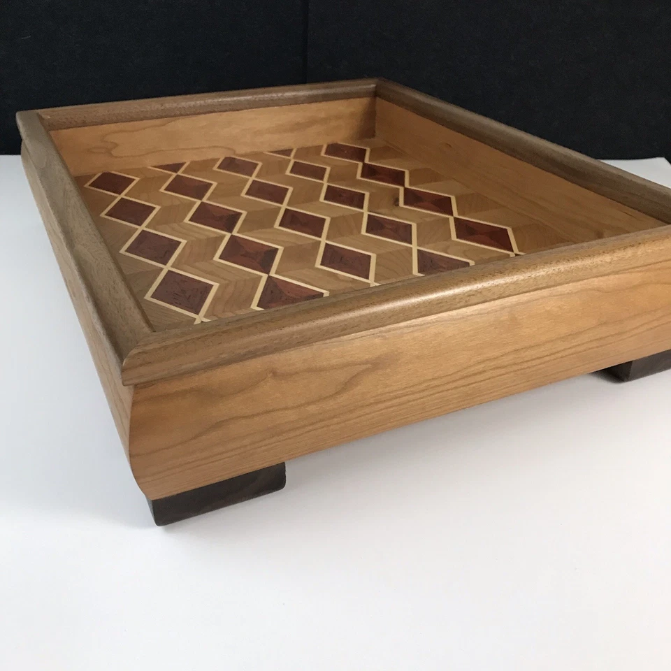 Handmade Wood Tray Solid Maple And Walnut Wood. Unique Home Decor New/unused - Image 3 of 4