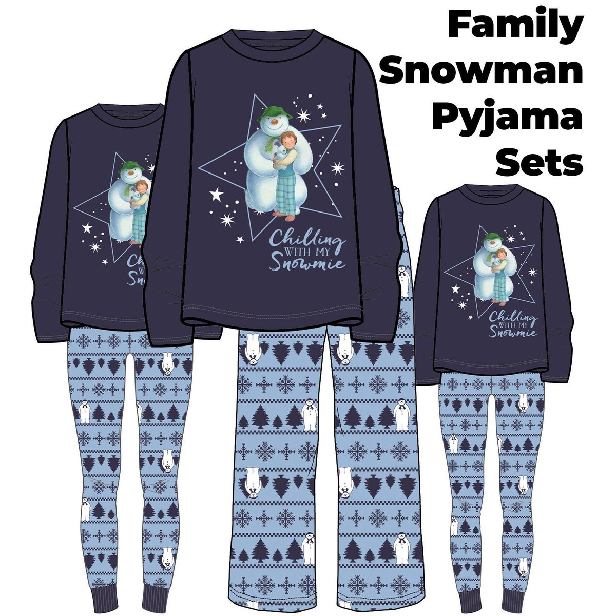 The Snowman Snowdog Matching Family Christmas Pyjamas Dad Mum