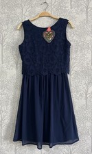 CLUB L Women’s Navy Lace Overlay Dress (Size UK 12)
