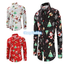 W-N2-1 Classic Mens Hawaiian Summer Beach Christmas Casual Party Shirt
