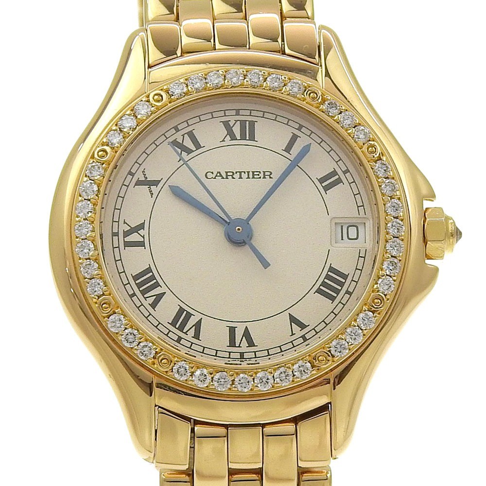 CARTIER PANTHERE Cougar Watches WF8001B9 IvoryDial K18 yellow gold/diamond...