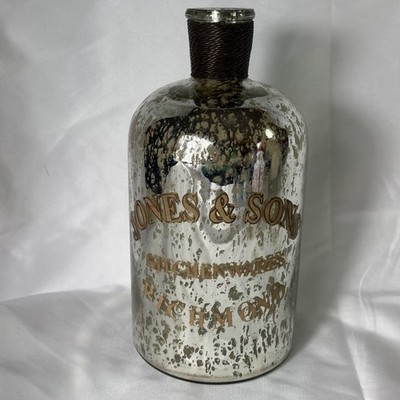 Jones & Sons Uttermost Glass Jar Vase Mercury Style Glass Gold Silver Brass Wire
