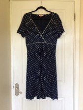 Joe Browns Navy Polka Dot Dress Stretch Jersey UK16 Wrap Neckline