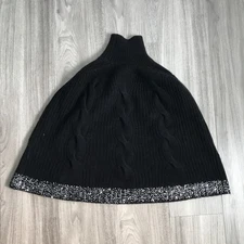 Iisli Womens Wool Cape Poncho Medium Black Turtleneck Pullover Jacket Sweater