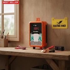 Electric Fence Charger 15 Miles 4 Joules 12 KV Waterproof LED Livestock