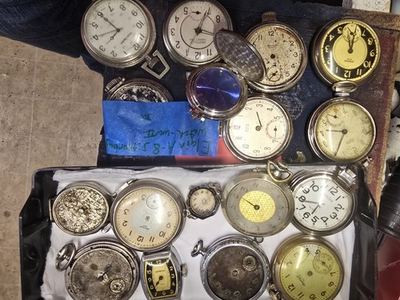 #ad Lot Of 17 Old Pocket Watches. Couple Are Ticking So May Work. Parts as Is. $100.00