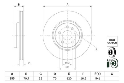 Bosch 0986479G54 Bremsscheibe vorne für TESLA