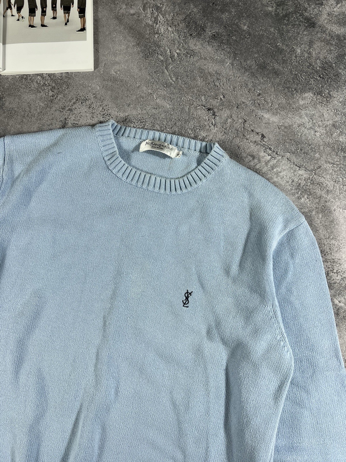 Maglione maglia blu vintage Yves Saint Laurent Y2K taglia SMALL